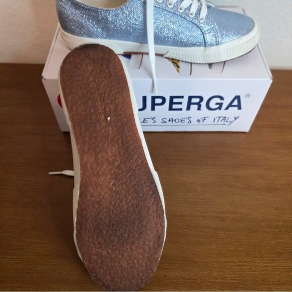Superga 2750 Womens Light Blue Glitter Sneakers 10 US With Vulcanized Sole - Picture 4 of 5
